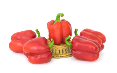 Red peppers on a white background
