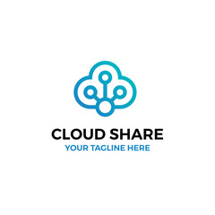 Cloud Share Upload Server Abstract Logo Illustration Logo