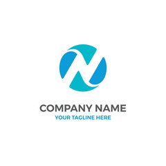 N Letter Negative Space Global Vector Illustration Logo
