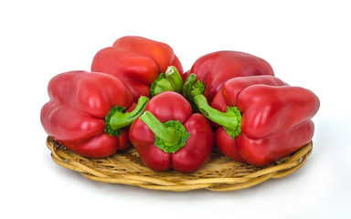 Red peppers on a white background