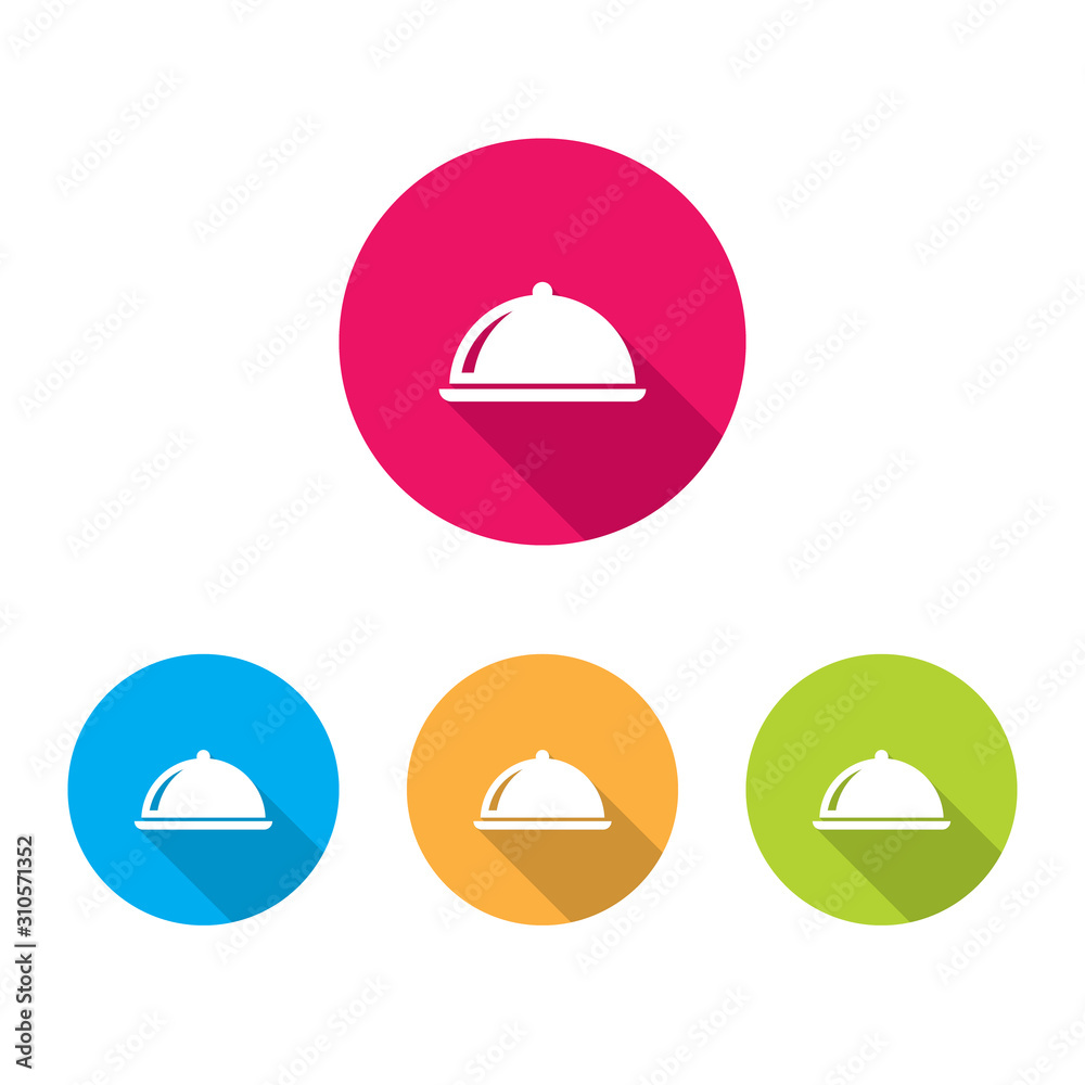 Poster food tray icons with long shadow