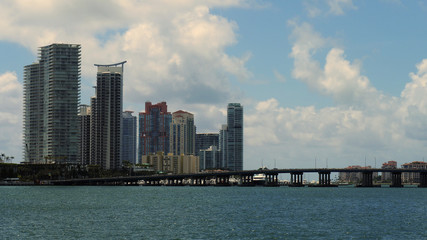 Panoramic view of south beach skyline closeup