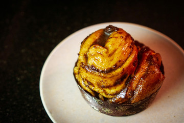 Sticky bun on a plate