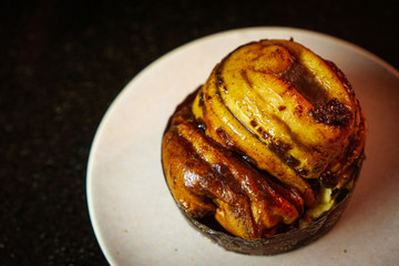 Sticky bun on a plate