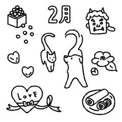 2月素材　犬と猫