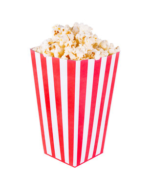 classic box of popcorn isolated on white background