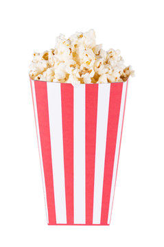 classic box of popcorn isolated on white background
