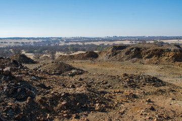 old copper mine strip mine dig site and tailings