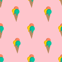 Ice cream pattern, colorful summer background. Elegant and luxury style vector illustration