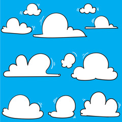 hand drawn Clouds icon, vector illustration. Cloud symbol or logo, different clouds set doodle