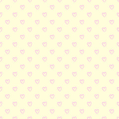 Hand drawn colorful background with abstract hearts. Seamless light wallpaper on surface. Print for design