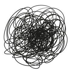 Chaos. Abstract tangled lines. Hand drawn dinamic scrawls. Black and white illustration