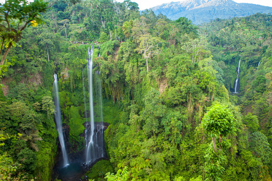 scenic view of sekumpul waterfall in bali indonesia