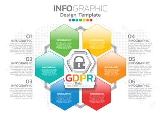 Infographic template design with 6 color options.