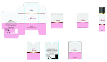 Packaging design, luxury perfume box,  pocket perfume and deo design template and mock up box. Illustration vector.