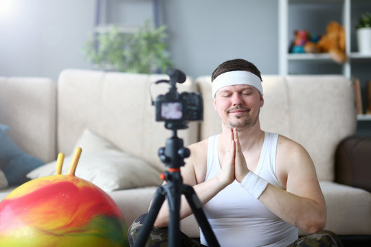 Yoga Vlogger Record Lotus Position for Relaxation