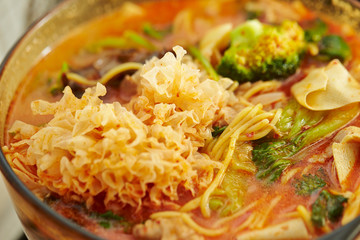 Wood ear mushroom in home made Chinese hot pot 