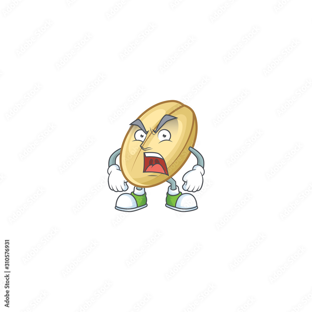 Sticker angry face of split bean cartoon character style