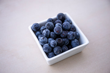 Blueberries in the square bowl