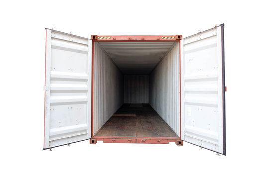 Interior View Of The Container, Open The Door, Import And Export Concept