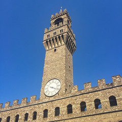 Clock Tower and Embattlements on Palazzo Vecchio in Florence