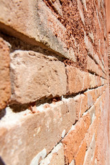 Old Red Bricks in Wall in Venice