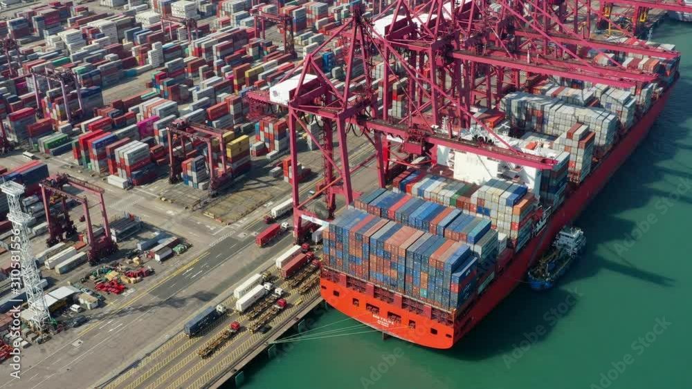 Canvas Prints top view of hong kong container port