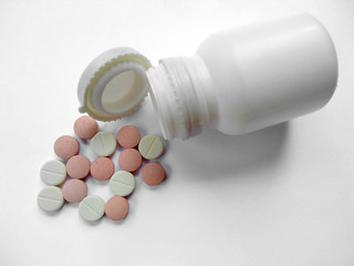 Herb capsule or Herbal capsule on white background. Medicine and pills capsules isolated on white background.