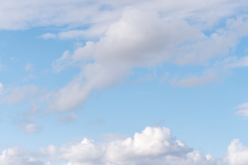 Beautiful cirrus clouds on blue sky on a sunny day background texture