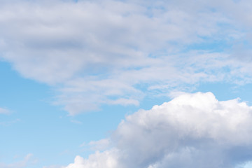 Beautiful cirrus clouds on blue sky on a sunny day background texture