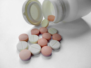 Herb capsule or Herbal capsule on white background. Medicine and pills capsules isolated on white background.