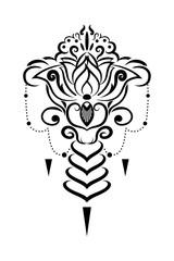beautiful tattoo of a Lotus flower.tribal style.vector