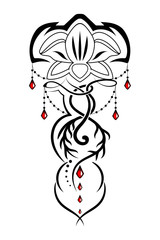 beautiful tattoo of a Lotus flower.tribal style.vector
