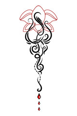 beautiful tattoo of a Lotus flower.tribal style.vector
