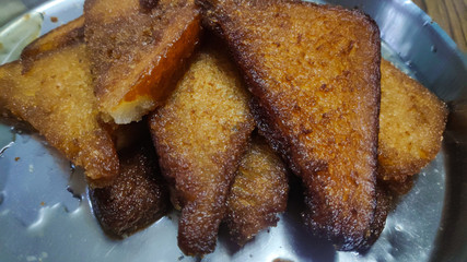 Sugar bread toast in a plate. 