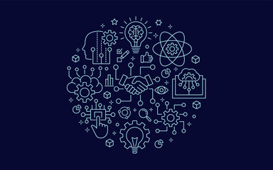 Artificial intelligence circle template icons. Vector illustrations.