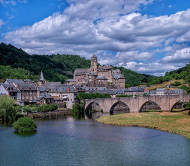 Panoramic view of the village of Estaing, in France