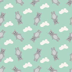 Seamless pattern with cartoon hippo.Children print, textile design.