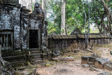 Archaeological Landscape Prasat Krahom red bricks Hindu Temple in Koh Ker Cambodia