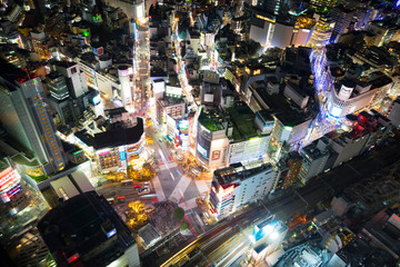 東京夜景　渋谷スカイから望む　渋谷スクランブル交差点　2019年12月