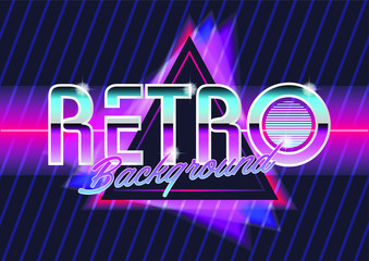 stock vector triangle 3d neon retro futuristic synth grid illustration of retro 80's background posters style. vector illustration background.