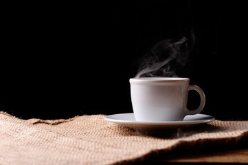 Steaming coffee cup