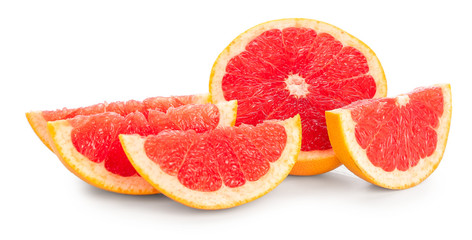 Fresh cut grapefruit on white background
