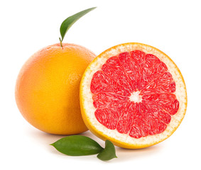 Fresh juicy grapefruits on white background