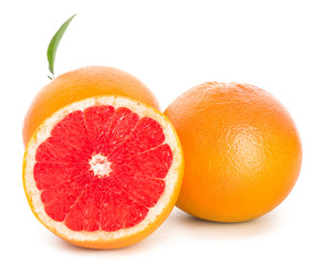 Fresh juicy grapefruits on white background