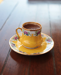 turkish coffee in yellow cup