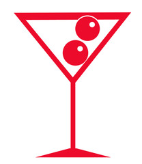 Graphic image of a glass with a cocktail and two cherries