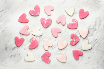 Heart shaped cookies for Valentine's day on white background