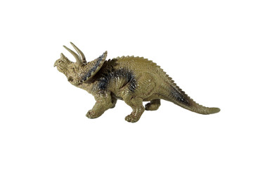 Triceratops dinosaur plastic toy on white background