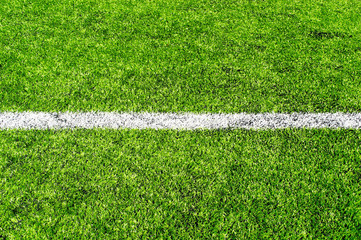 Artificial turf green grass and white line soccer pitch ,football field